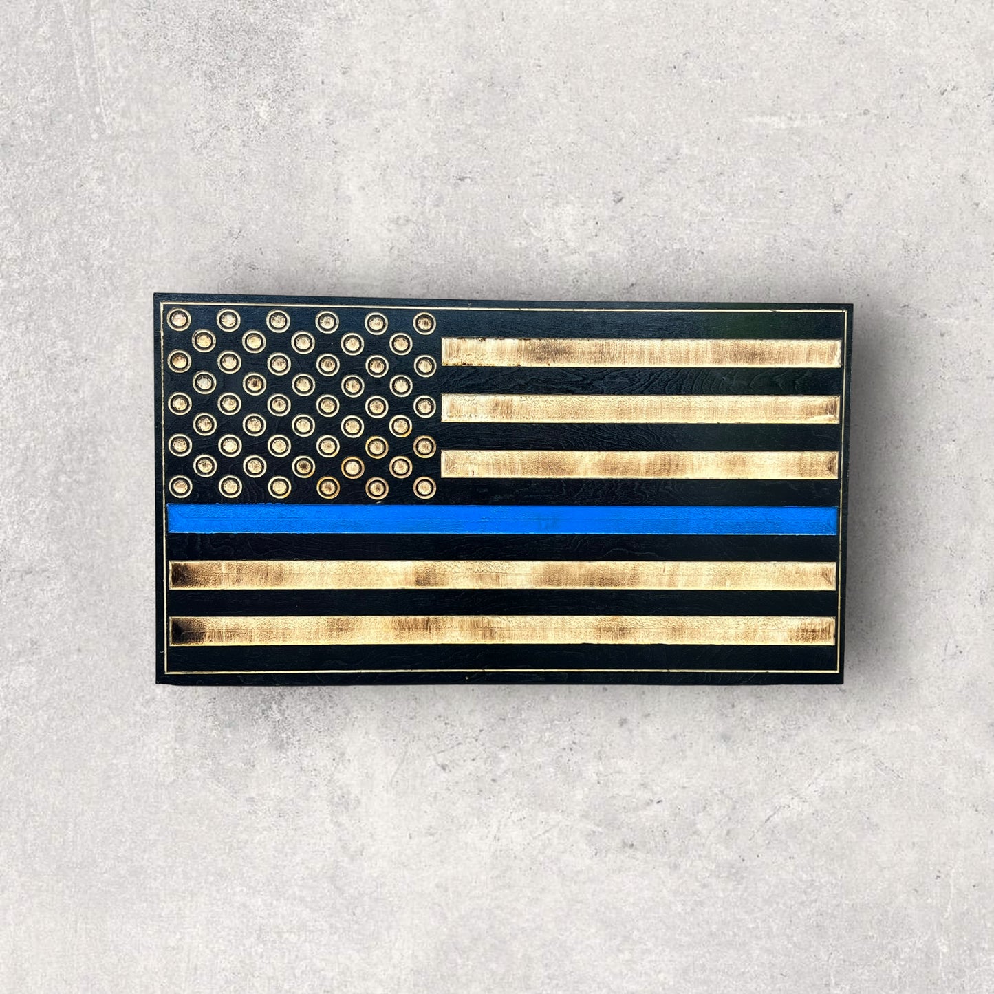 Thin Blue Line Wooden Flag