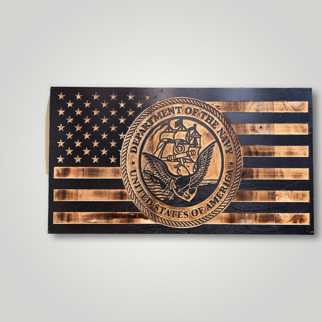 Navy Wooden Flag