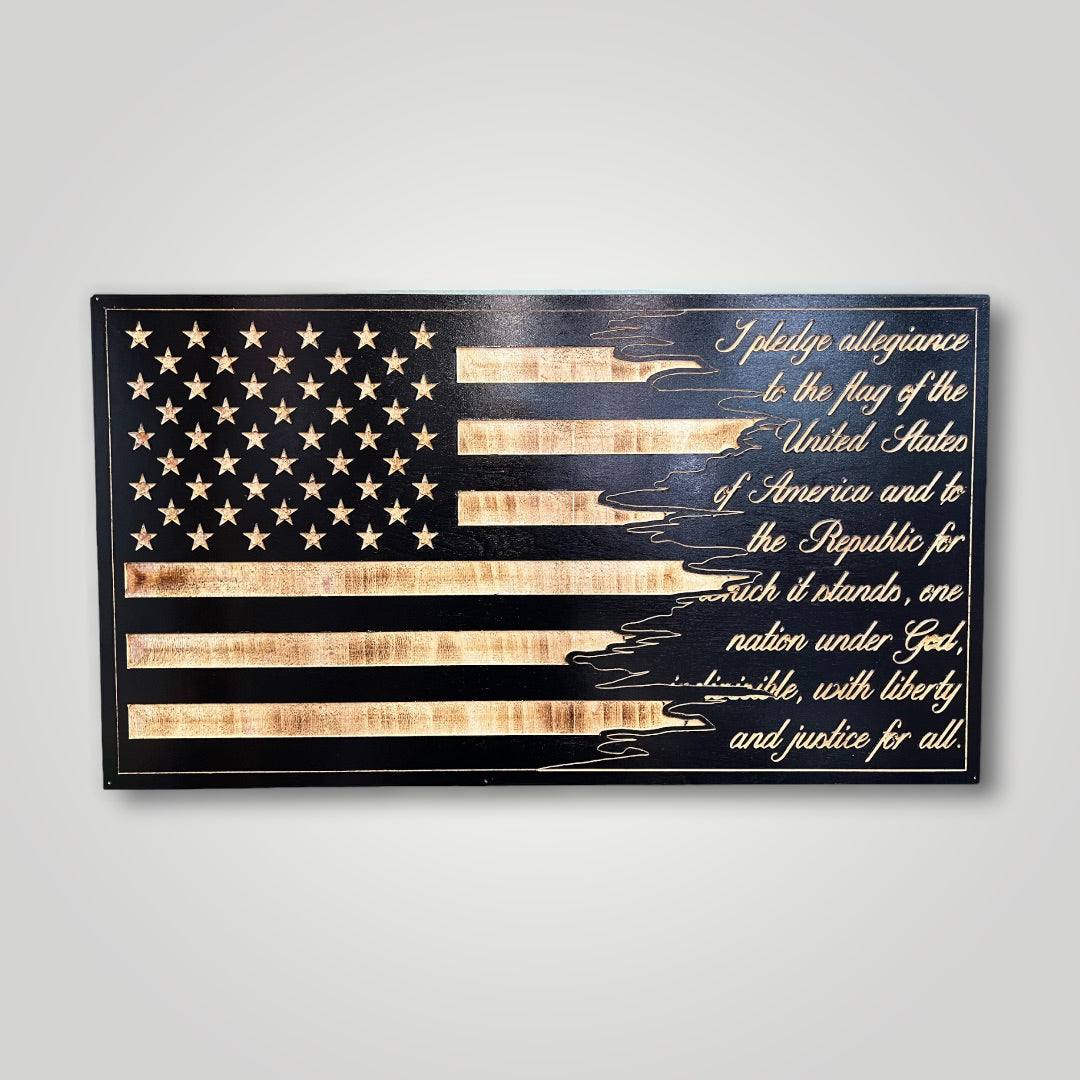 Pledge of Allegiance Wooden Flag