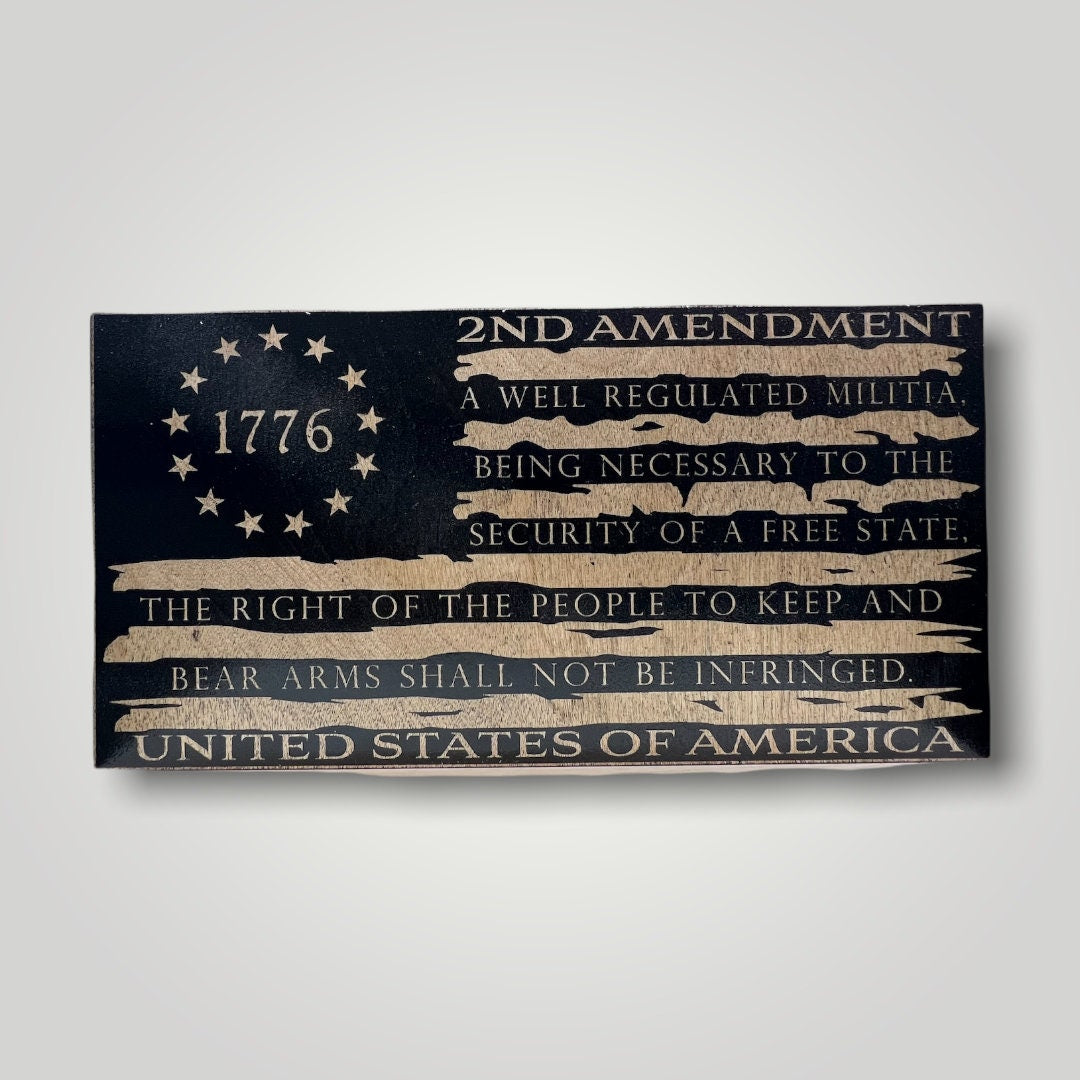 1776 2nd Amendment Wooden Desktop Flag