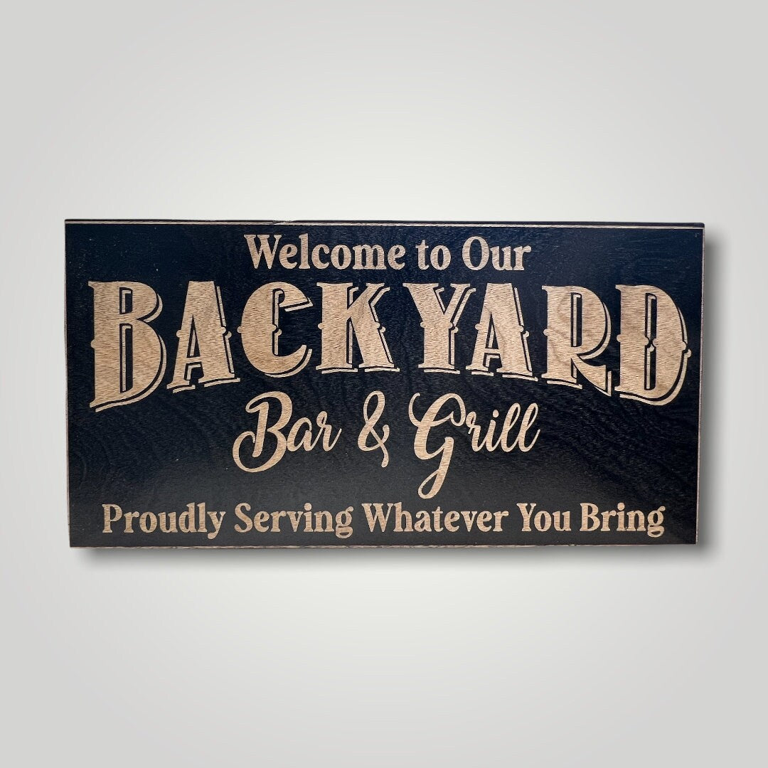 Welcome to our Backyard Wooden Desktop Flag