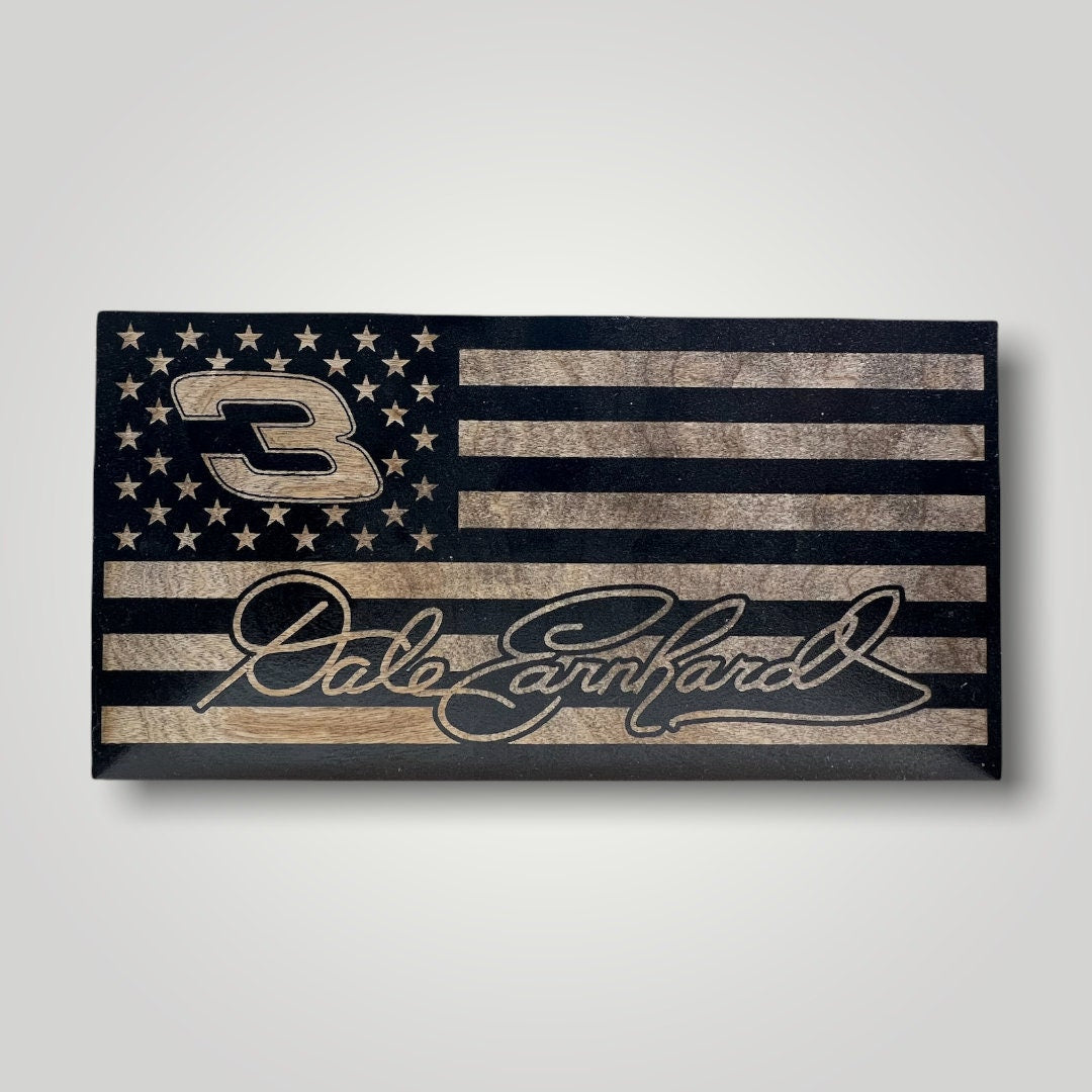 Dale Earnhardt Wooden Desktop Flag