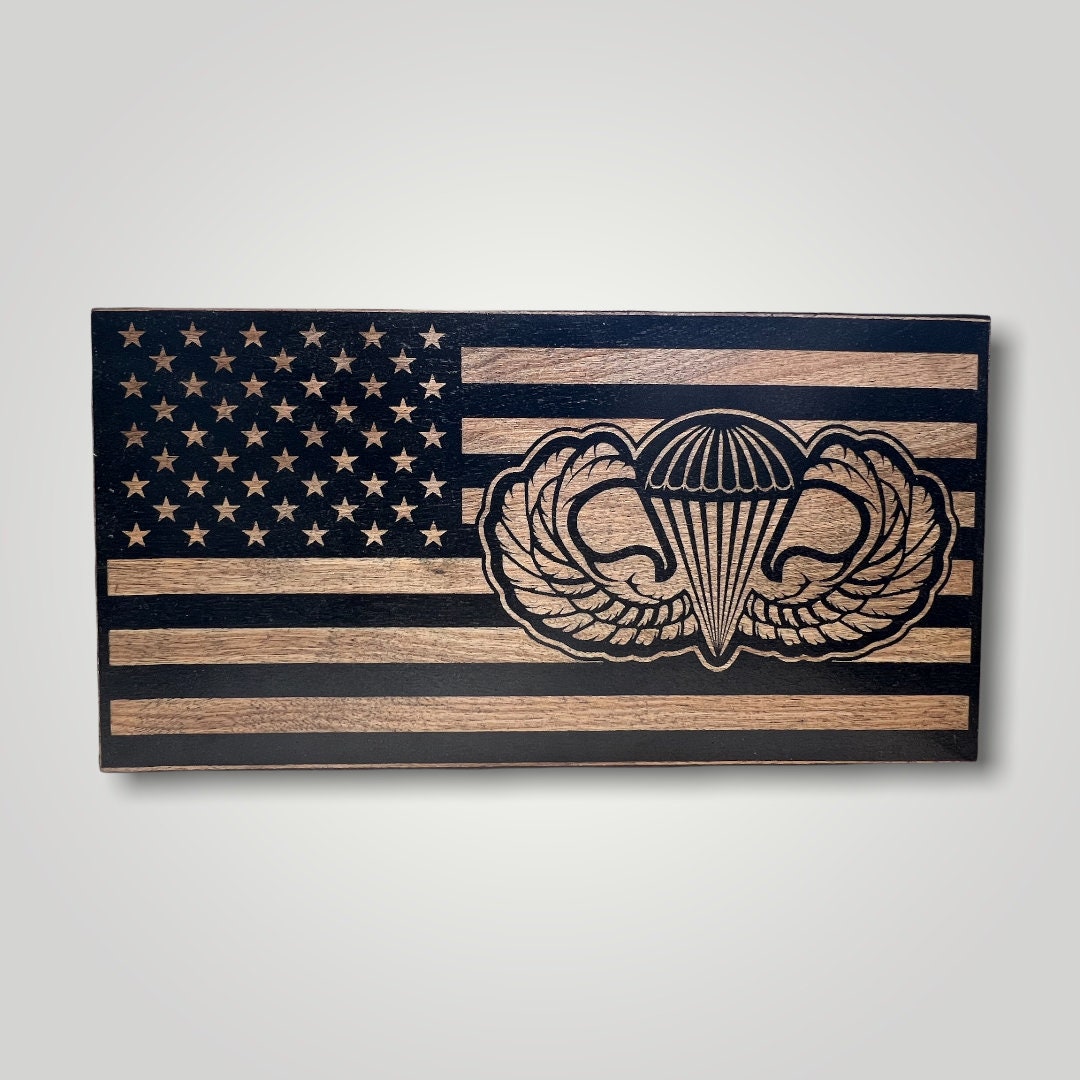 Jump Wings Wooden Desktop Flag