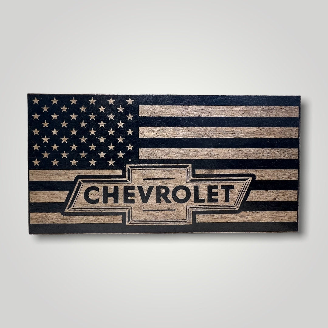 Chevrolet Wooden Desktop Flag