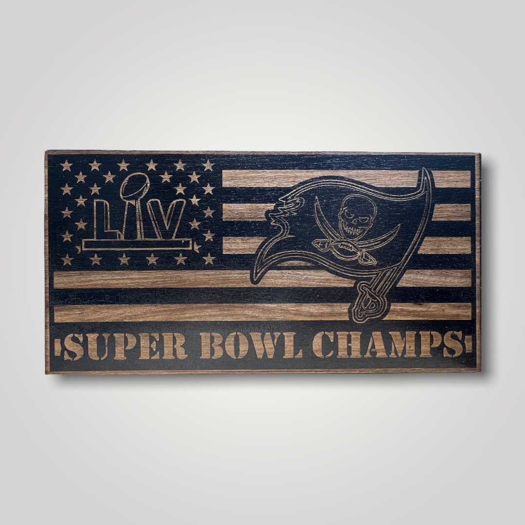 Super Bowl Champs Tampa Bay Bucs Wooden Desktop Flag