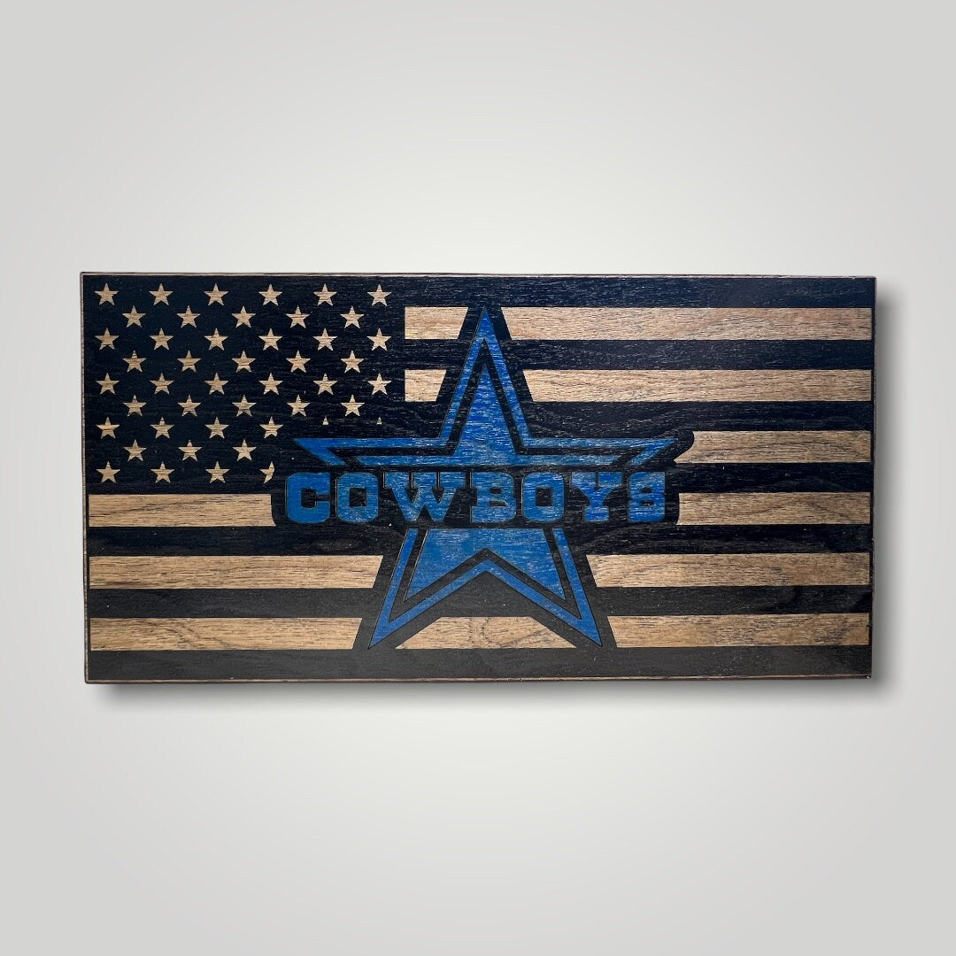 Dallas Cowboys Wooden Desktop Flag