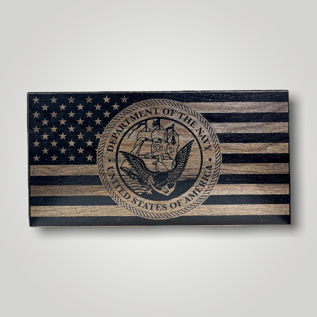 Navy Wooden Desktop Flag