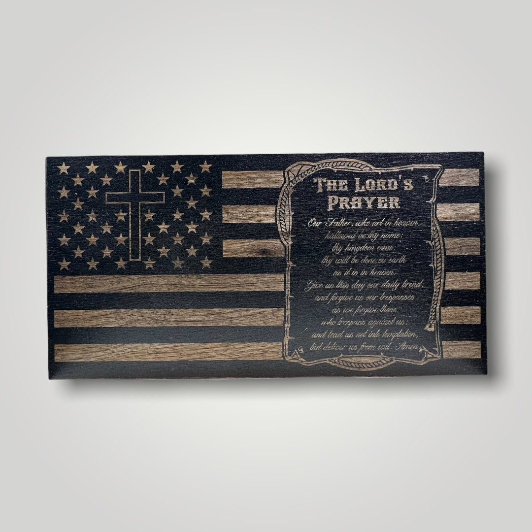 Lords Prayer Wooden Desktop Flag