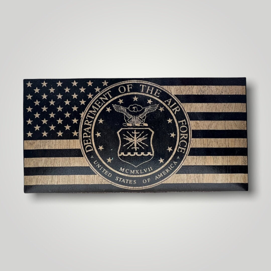 Air Force Crest Wooden Desktop Flag