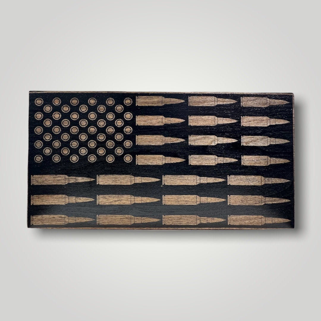 Bullets Wooden Desktop Flag