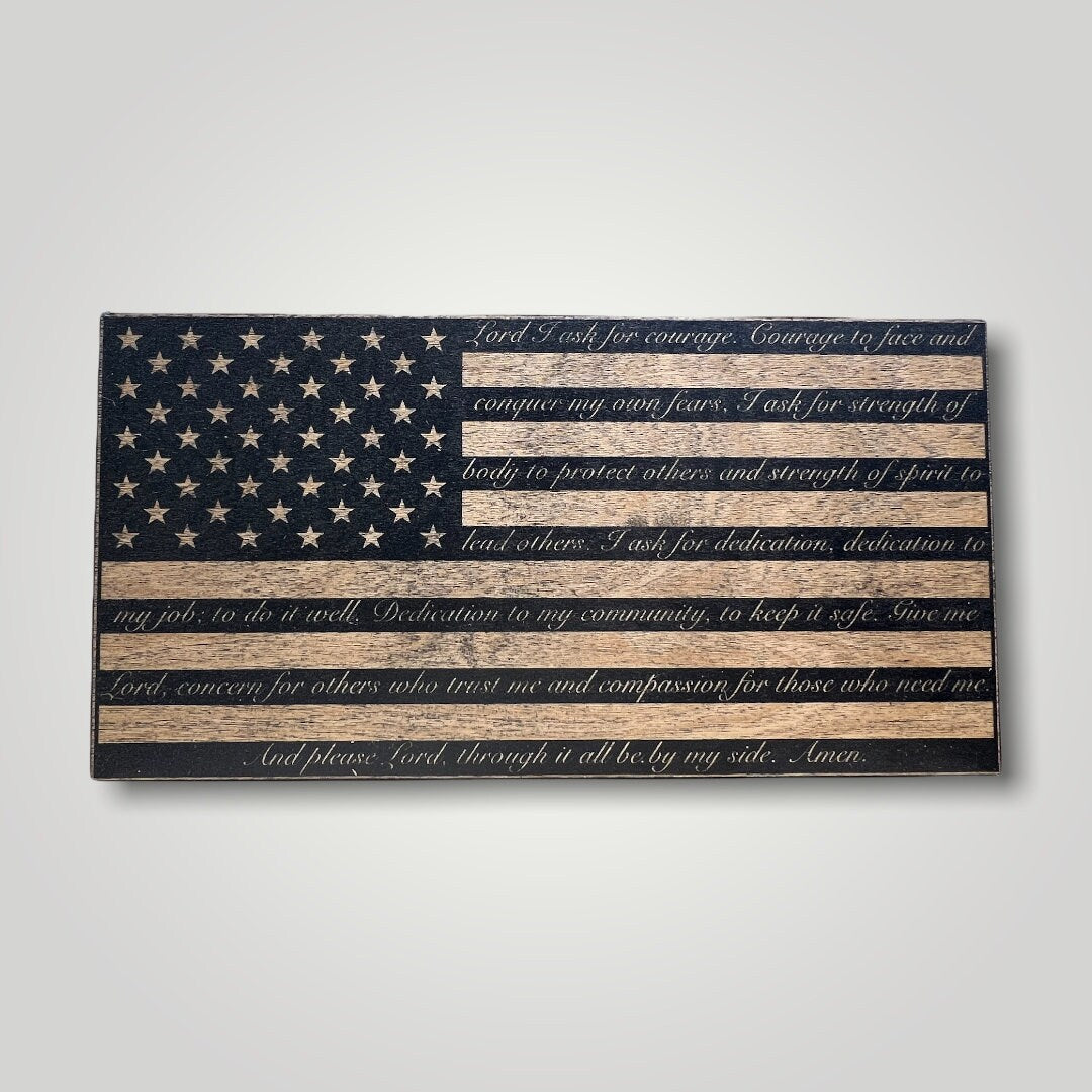 Police Officers Prayer Wooden Desktop Flag