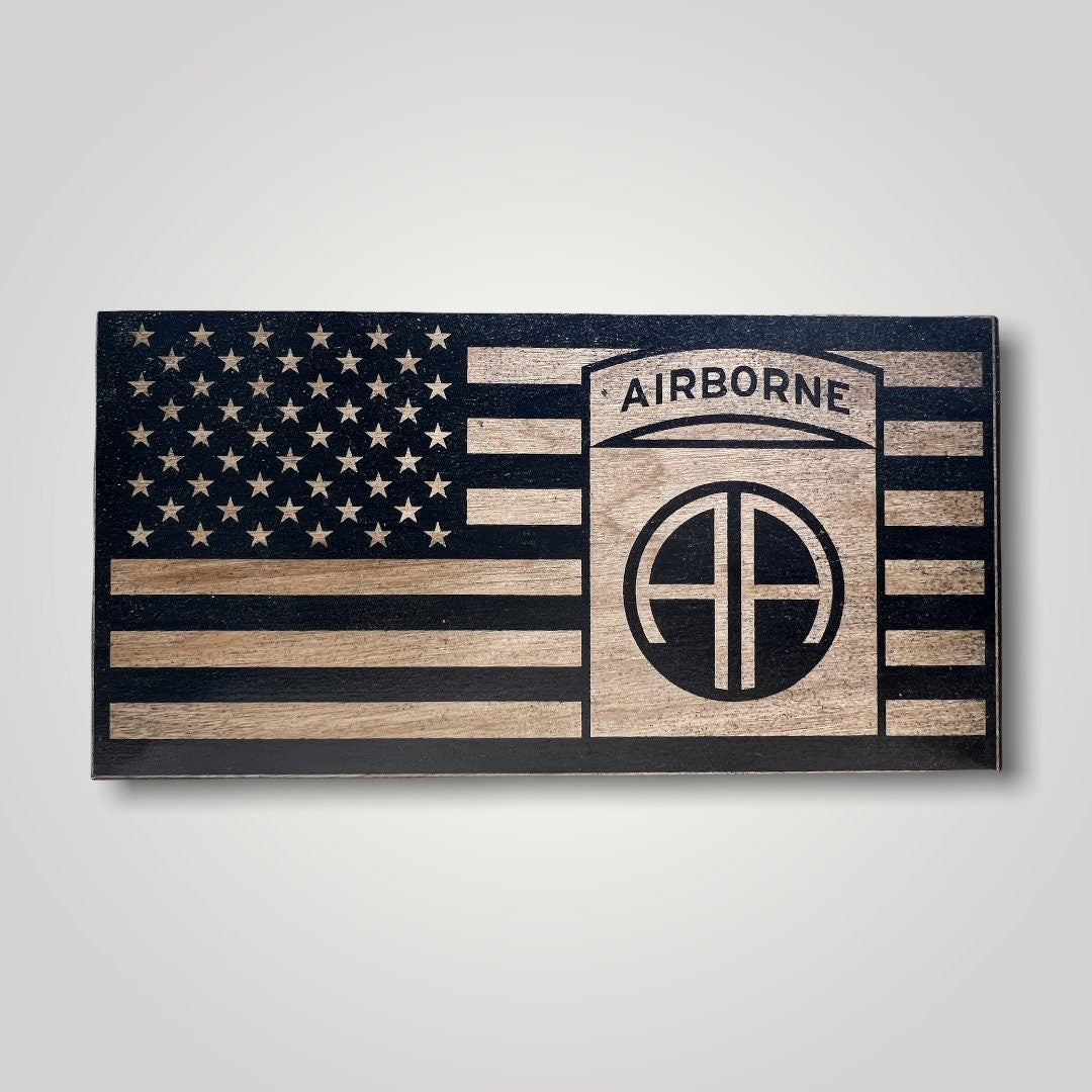 82nd Airborne Wooden Desktop Flag
