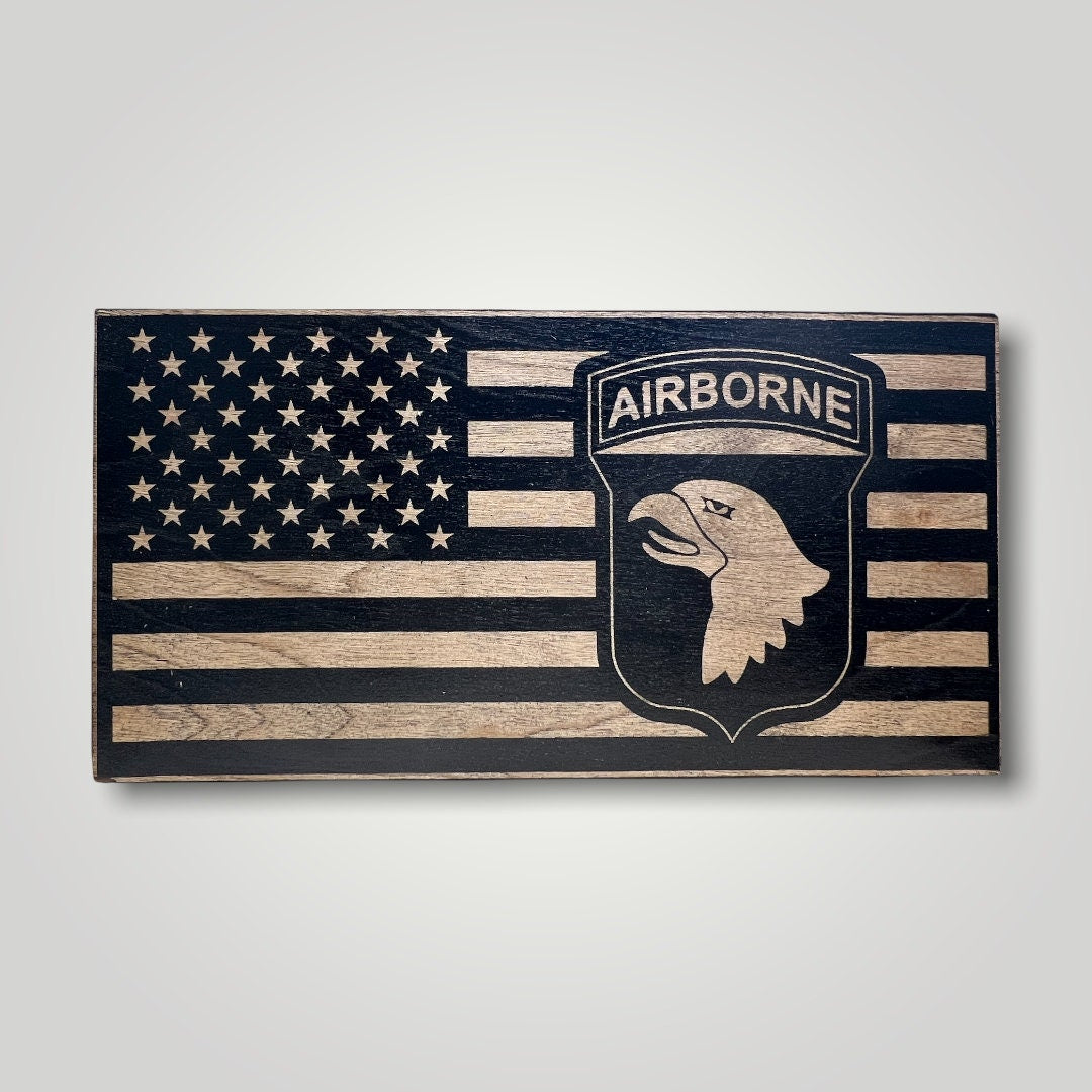 101st Airborne Wooden Desktop Flag