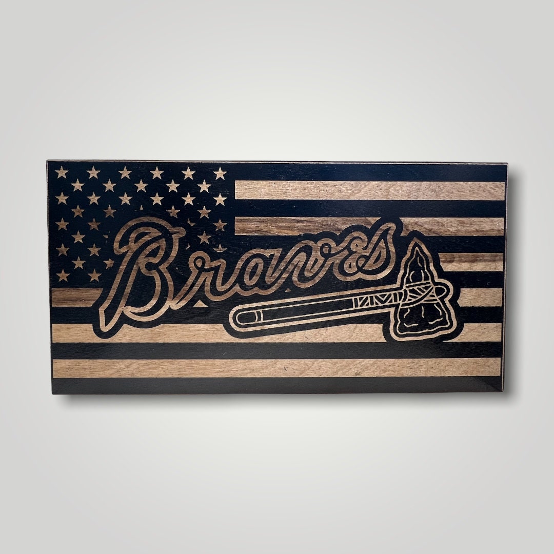 Atlanta Braves Wooden Desktop Flag