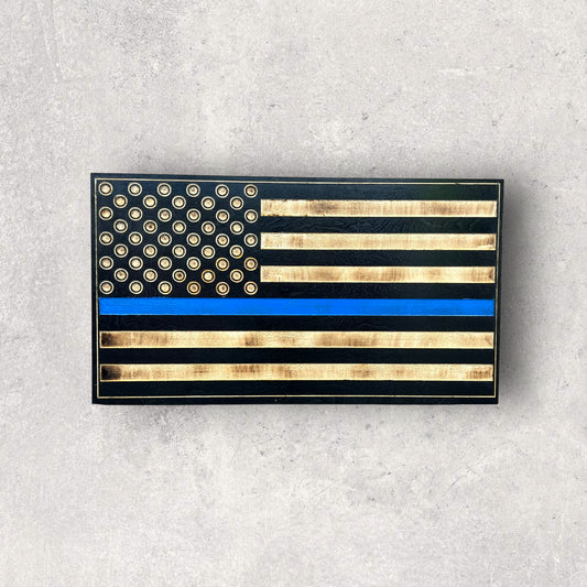 Thin Blue Line Wooden Flag