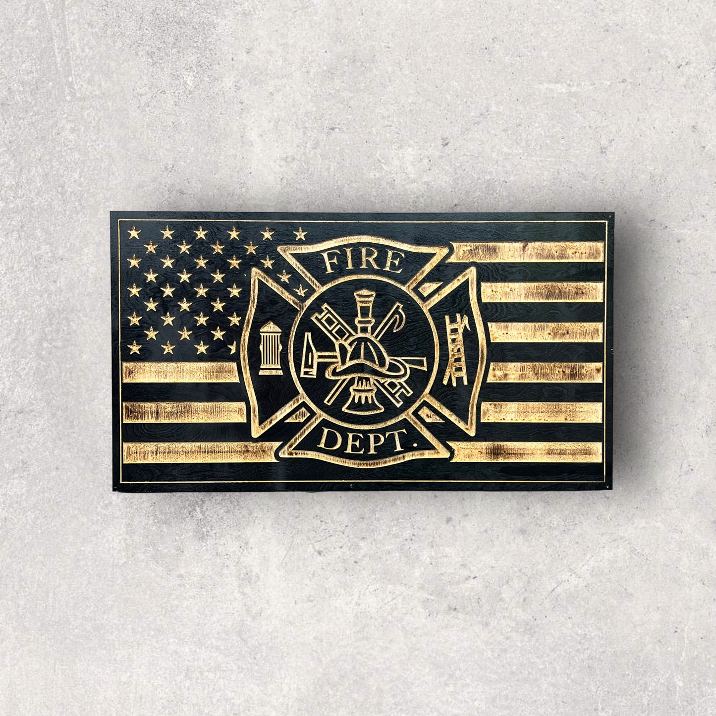 Fire Dept Wooden Flag