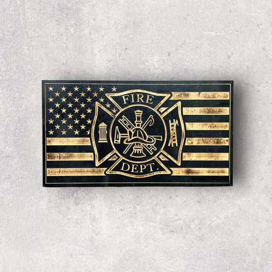 Fire Dept Wooden Flag