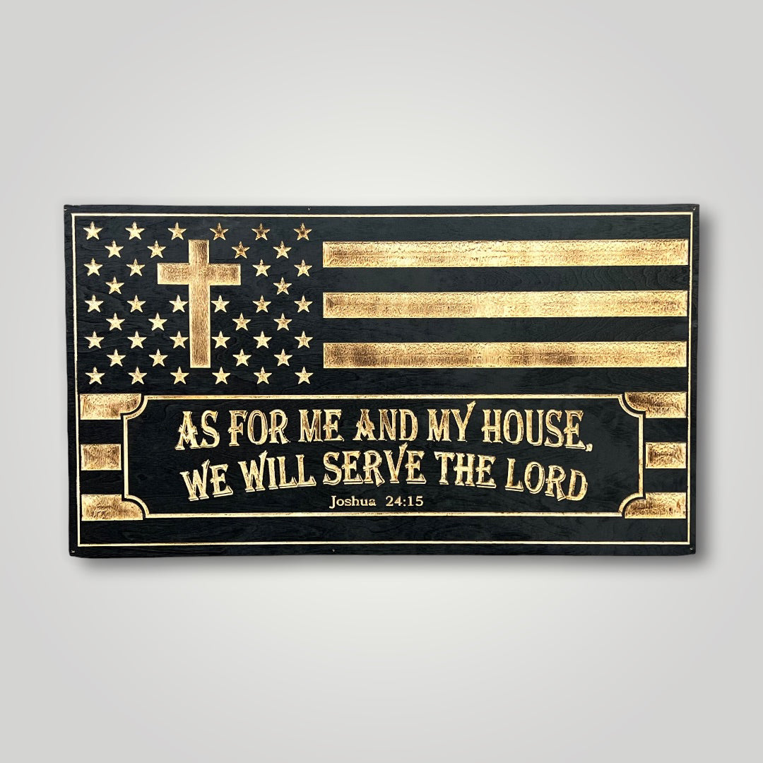 As For Me & My House Wooden Flag