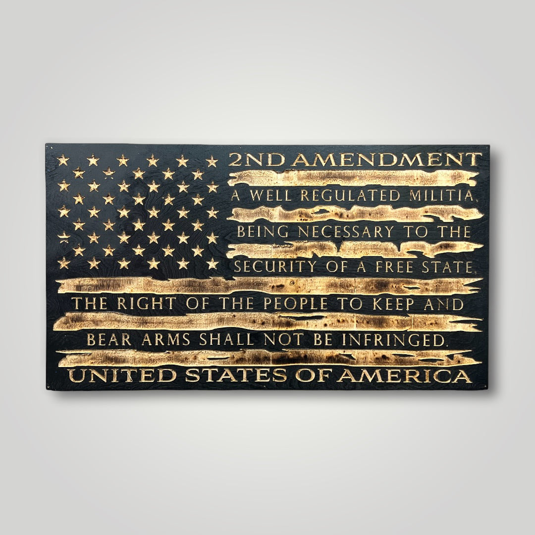 2nd Amendment Wooden Flag