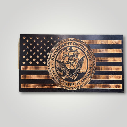 Navy Wooden Flag