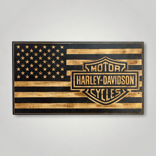 Harley Davidson Wooden Flag