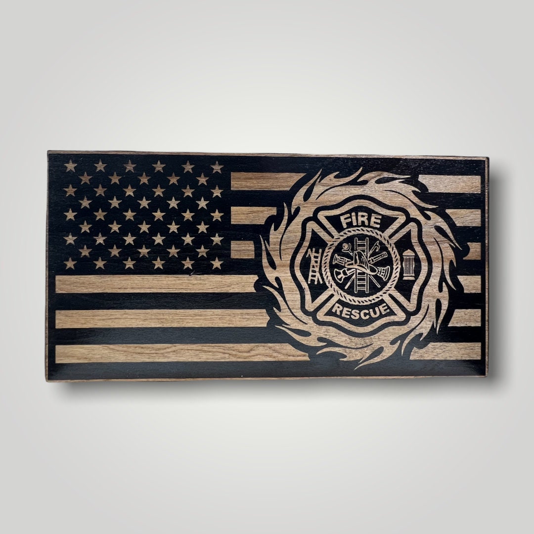 Fire Wheel Wooden Desktop Flag