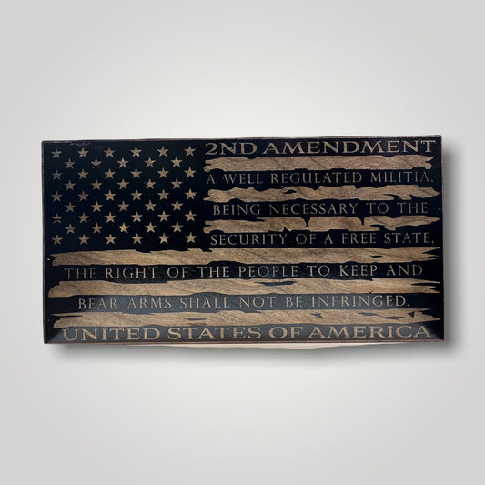 2nd Amendment Tattered Wooden Desktop Flag