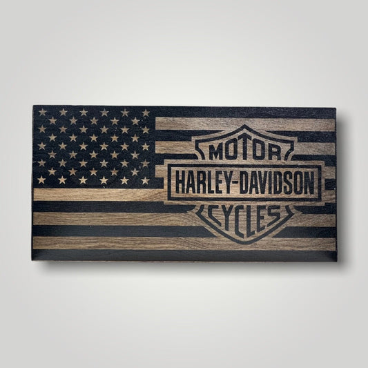 Harley Davidson Wooden Desktop Flag