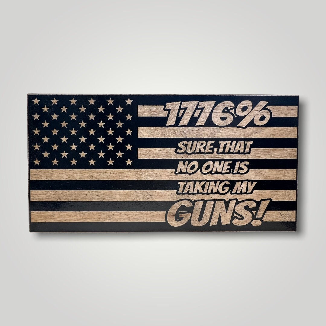 1776% Sure Wooden Desktop Flag