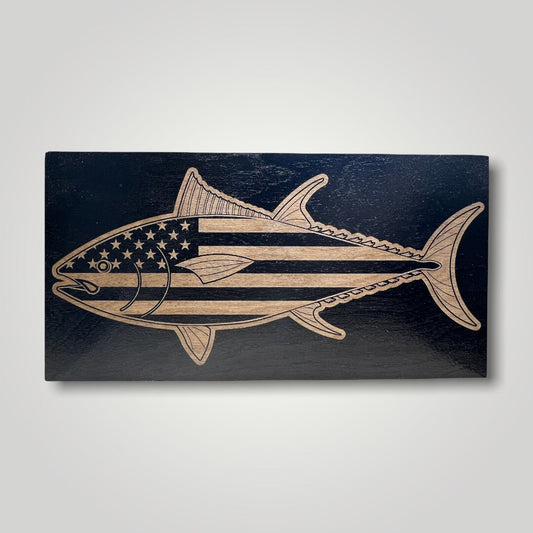 Tuna Fish Wooden Desktop Flag