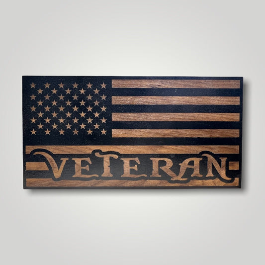 Veteran Wooden Desktop Flag