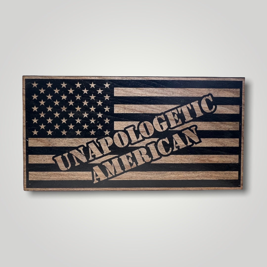 Unapologetic American Wooden Desktop Flag