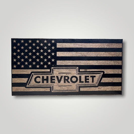 Chevrolet Wooden Desktop Flag