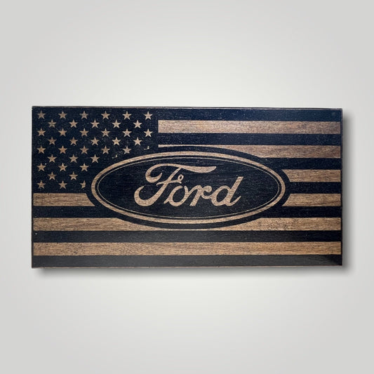 Ford Wooden Desktop Flag