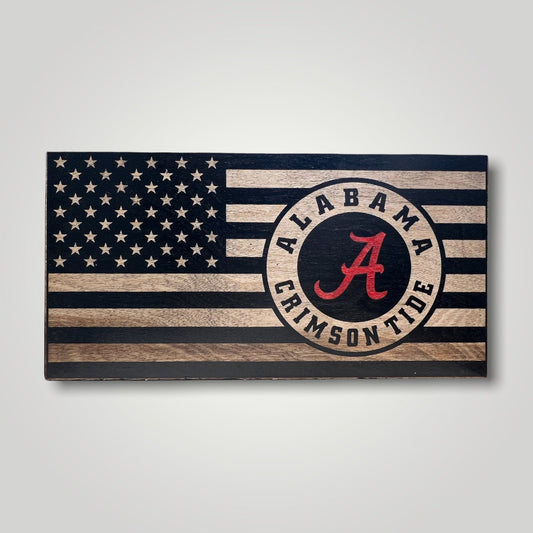 Alabama Crimson Tide Wooden Desktop Flag
