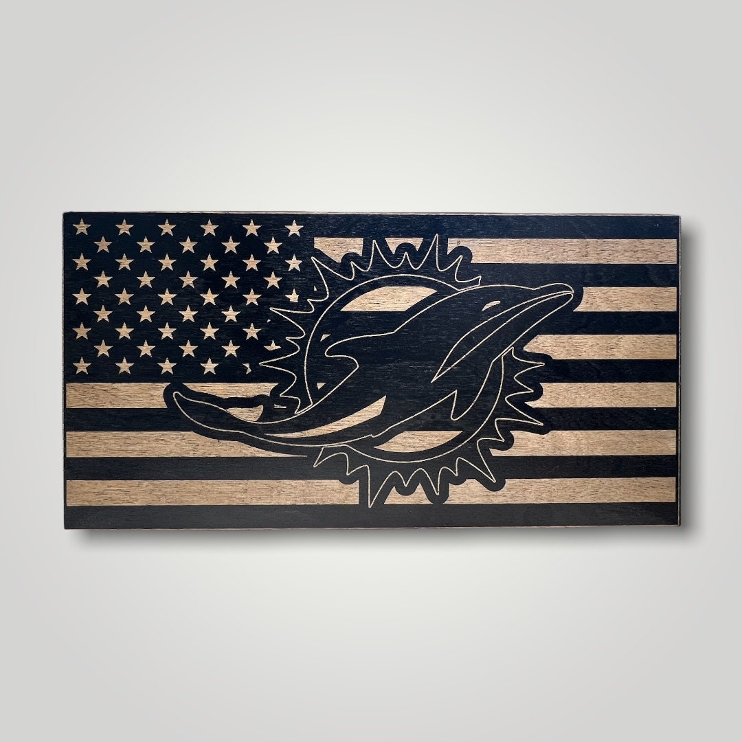 Miami Dolphins Wooden Desktop Flag
