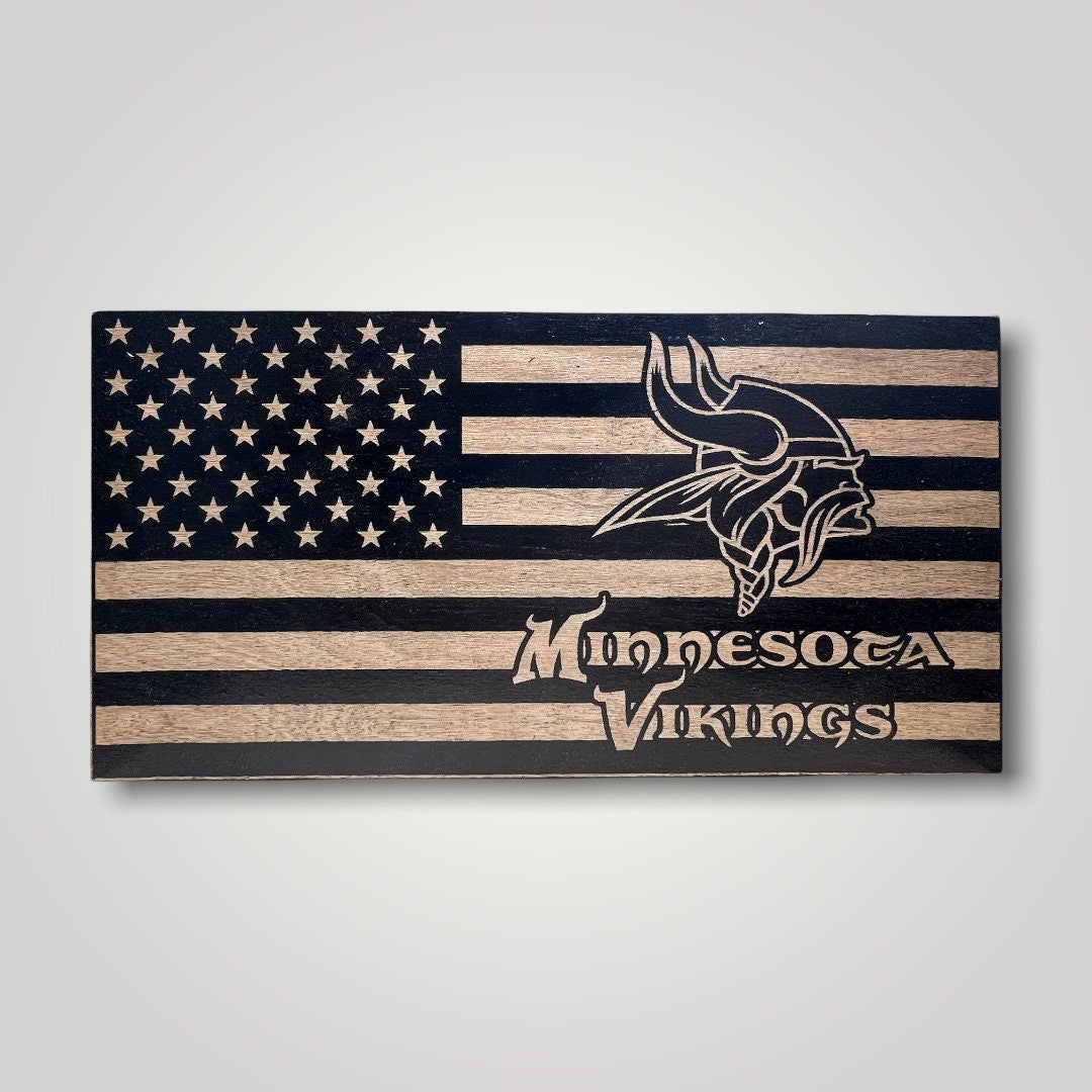 Minnesota Vikings Wooden Desktop Flag