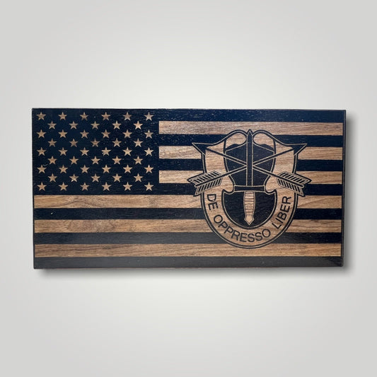 Special Forces Wooden Desktop Flag