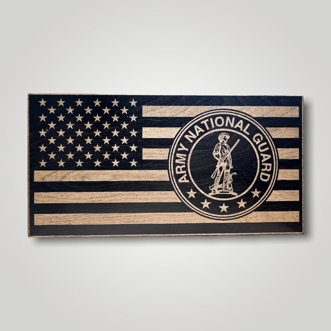 Army National Guard Wooden Desktop Flag