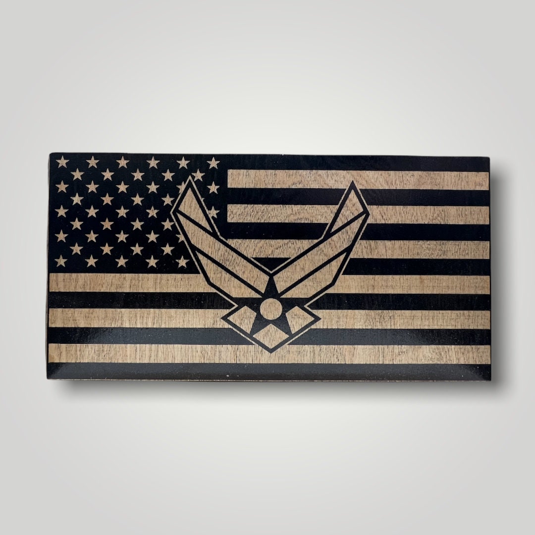 Air Force Wings Wooden Desktop Flag