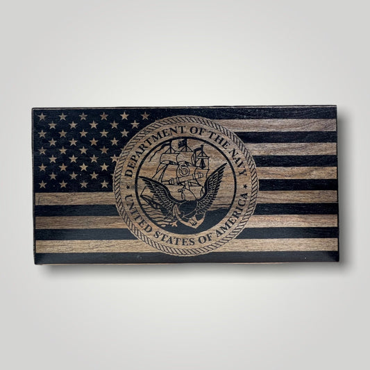 Navy Wooden Desktop Flag