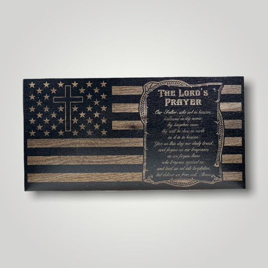 Lords Prayer Wooden Desktop Flag