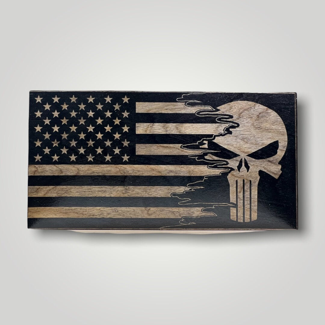 Split Punisher Wooden Desktop Flag