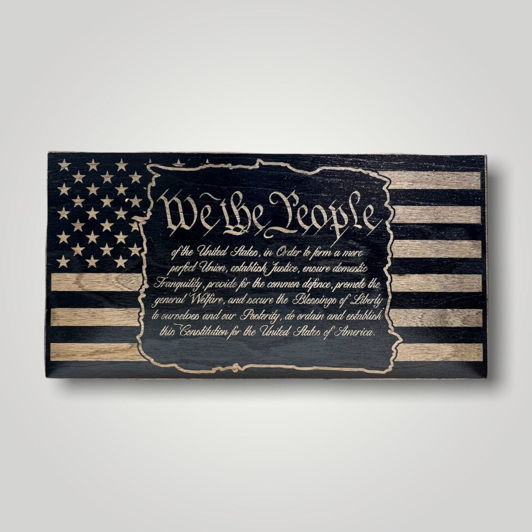 We The People Constitution Wooden Desktop Flag