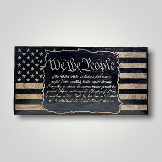 We The People Constitution Wooden Desktop Flag