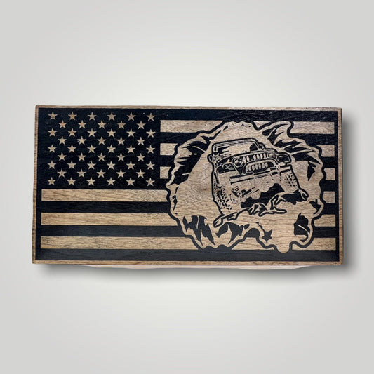 Jeep Wooden Desktop Flag