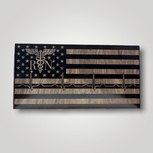 RN Nurse Wooden Desktop Flag