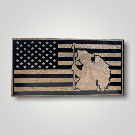 Fireman Angel Wooden Desktop Flag