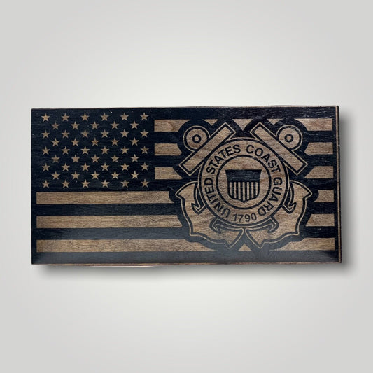Coast Guard Wooden Desktop Flag