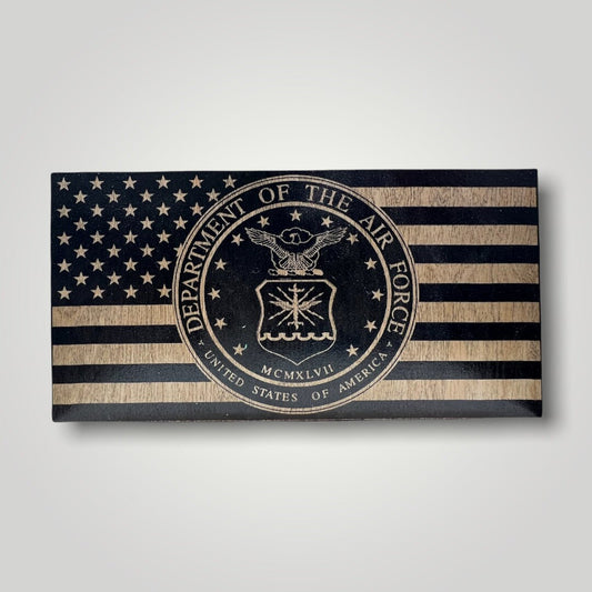 Air Force Crest Wooden Desktop Flag